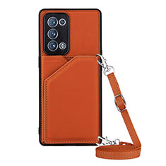 Funda Lujo Cuero Carcasa Y02B para Oppo Reno6 Pro+ Plus 5G Marron