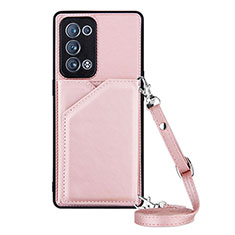 Funda Lujo Cuero Carcasa Y02B para Oppo Reno6 Pro+ Plus 5G Oro Rosa