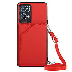 Funda Lujo Cuero Carcasa Y02B para Oppo Reno7 Pro 5G Rojo