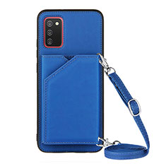 Funda Lujo Cuero Carcasa Y02B para Samsung Galaxy A03s Azul