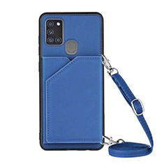 Funda Lujo Cuero Carcasa Y02B para Samsung Galaxy A21s Azul