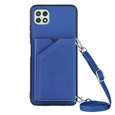 Funda Lujo Cuero Carcasa Y02B para Samsung Galaxy A22 5G Azul