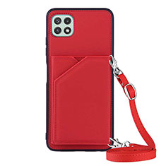 Funda Lujo Cuero Carcasa Y02B para Samsung Galaxy A22 5G Rojo