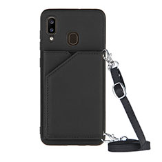 Funda Lujo Cuero Carcasa Y02B para Samsung Galaxy A30 Negro