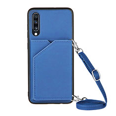 Funda Lujo Cuero Carcasa Y02B para Samsung Galaxy A70 Azul