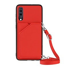 Funda Lujo Cuero Carcasa Y02B para Samsung Galaxy A70 Rojo