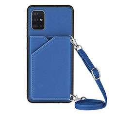 Funda Lujo Cuero Carcasa Y02B para Samsung Galaxy A71 4G A715 Azul
