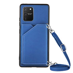 Funda Lujo Cuero Carcasa Y02B para Samsung Galaxy A91 Azul