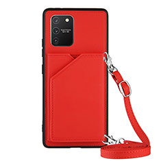 Funda Lujo Cuero Carcasa Y02B para Samsung Galaxy A91 Rojo