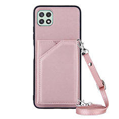 Funda Lujo Cuero Carcasa Y02B para Samsung Galaxy F42 5G Oro Rosa