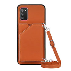 Funda Lujo Cuero Carcasa Y02B para Samsung Galaxy M02s Marron