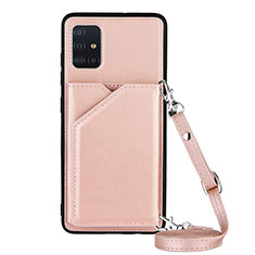 Funda Lujo Cuero Carcasa Y02B para Samsung Galaxy M40S Oro Rosa