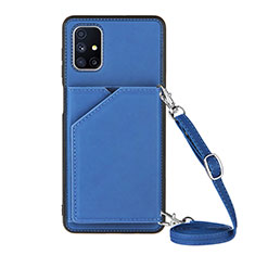 Funda Lujo Cuero Carcasa Y02B para Samsung Galaxy M51 Azul