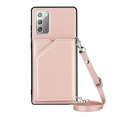 Funda Lujo Cuero Carcasa Y02B para Samsung Galaxy Note 20 5G Oro Rosa