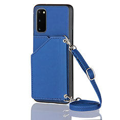 Funda Lujo Cuero Carcasa Y02B para Samsung Galaxy S20 Azul