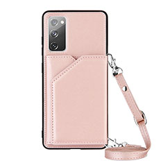 Funda Lujo Cuero Carcasa Y02B para Samsung Galaxy S20 Lite 5G Oro Rosa
