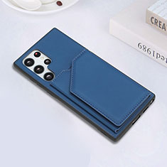 Funda Lujo Cuero Carcasa Y02B para Samsung Galaxy S21 Ultra 5G Azul