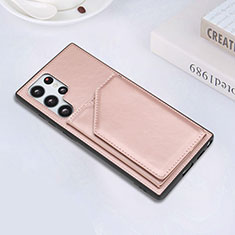 Funda Lujo Cuero Carcasa Y02B para Samsung Galaxy S21 Ultra 5G Oro Rosa