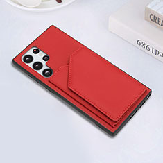 Funda Lujo Cuero Carcasa Y02B para Samsung Galaxy S21 Ultra 5G Rojo