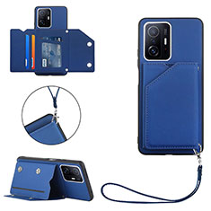 Funda Lujo Cuero Carcasa Y02B para Xiaomi Mi 11T Pro 5G Azul