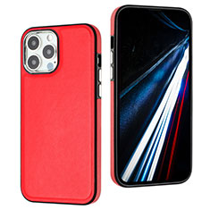 Funda Lujo Cuero Carcasa Y03B para Apple iPhone 13 Pro Rojo