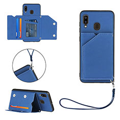 Funda Lujo Cuero Carcasa Y03B para Samsung Galaxy A20 Azul