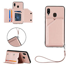 Funda Lujo Cuero Carcasa Y03B para Samsung Galaxy A20 Oro Rosa