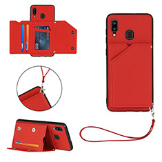Funda Lujo Cuero Carcasa Y03B para Samsung Galaxy A20 Rojo