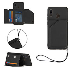 Funda Lujo Cuero Carcasa Y03B para Samsung Galaxy A30 Negro