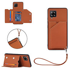 Funda Lujo Cuero Carcasa Y03B para Samsung Galaxy A42 5G Marron