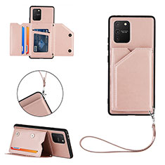 Funda Lujo Cuero Carcasa Y03B para Samsung Galaxy A91 Oro Rosa