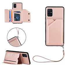 Funda Lujo Cuero Carcasa Y03B para Samsung Galaxy M40S Oro Rosa