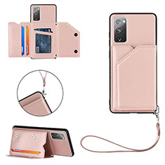 Funda Lujo Cuero Carcasa Y03B para Samsung Galaxy S20 FE 5G Oro Rosa