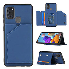 Funda Lujo Cuero Carcasa Y04B para Samsung Galaxy A21s Azul