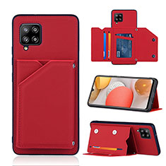 Funda Lujo Cuero Carcasa Y04B para Samsung Galaxy A42 5G Rojo