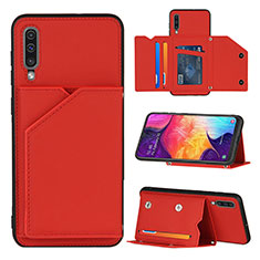Funda Lujo Cuero Carcasa Y04B para Samsung Galaxy A50 Rojo