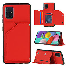 Funda Lujo Cuero Carcasa Y04B para Samsung Galaxy A51 5G Rojo