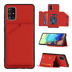 Funda Lujo Cuero Carcasa Y04B para Samsung Galaxy A71 5G Rojo