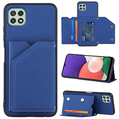 Funda Lujo Cuero Carcasa Y04B para Samsung Galaxy F42 5G Azul