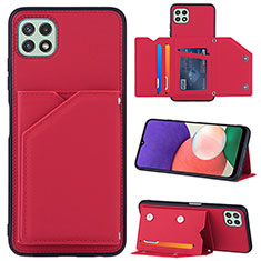 Funda Lujo Cuero Carcasa Y04B para Samsung Galaxy F42 5G Rojo