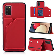 Funda Lujo Cuero Carcasa Y04B para Samsung Galaxy M02s Rojo