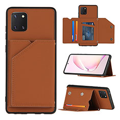 Funda Lujo Cuero Carcasa Y04B para Samsung Galaxy Note 10 Lite Marron