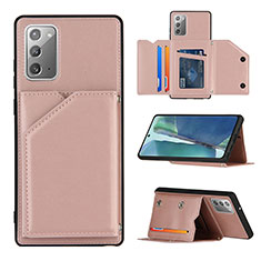 Funda Lujo Cuero Carcasa Y04B para Samsung Galaxy Note 20 5G Oro Rosa