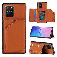 Funda Lujo Cuero Carcasa Y04B para Samsung Galaxy S10 Lite Marron