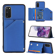 Funda Lujo Cuero Carcasa Y04B para Samsung Galaxy S20 5G Azul