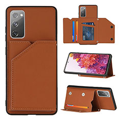 Funda Lujo Cuero Carcasa Y04B para Samsung Galaxy S20 FE (2022) 5G Marron