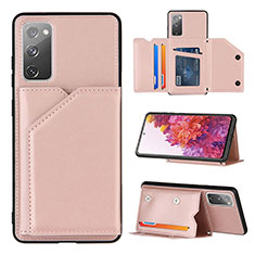 Funda Lujo Cuero Carcasa Y04B para Samsung Galaxy S20 FE 5G Oro Rosa