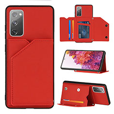 Funda Lujo Cuero Carcasa Y04B para Samsung Galaxy S20 FE 5G Rojo