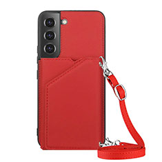 Funda Lujo Cuero Carcasa Y04B para Samsung Galaxy S21 5G Rojo