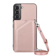 Funda Lujo Cuero Carcasa Y04B para Samsung Galaxy S25 Plus 5G Oro Rosa